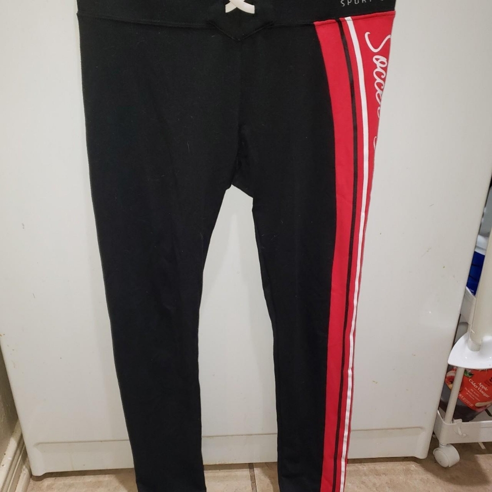 Justice Black and Red Stripe Leggings